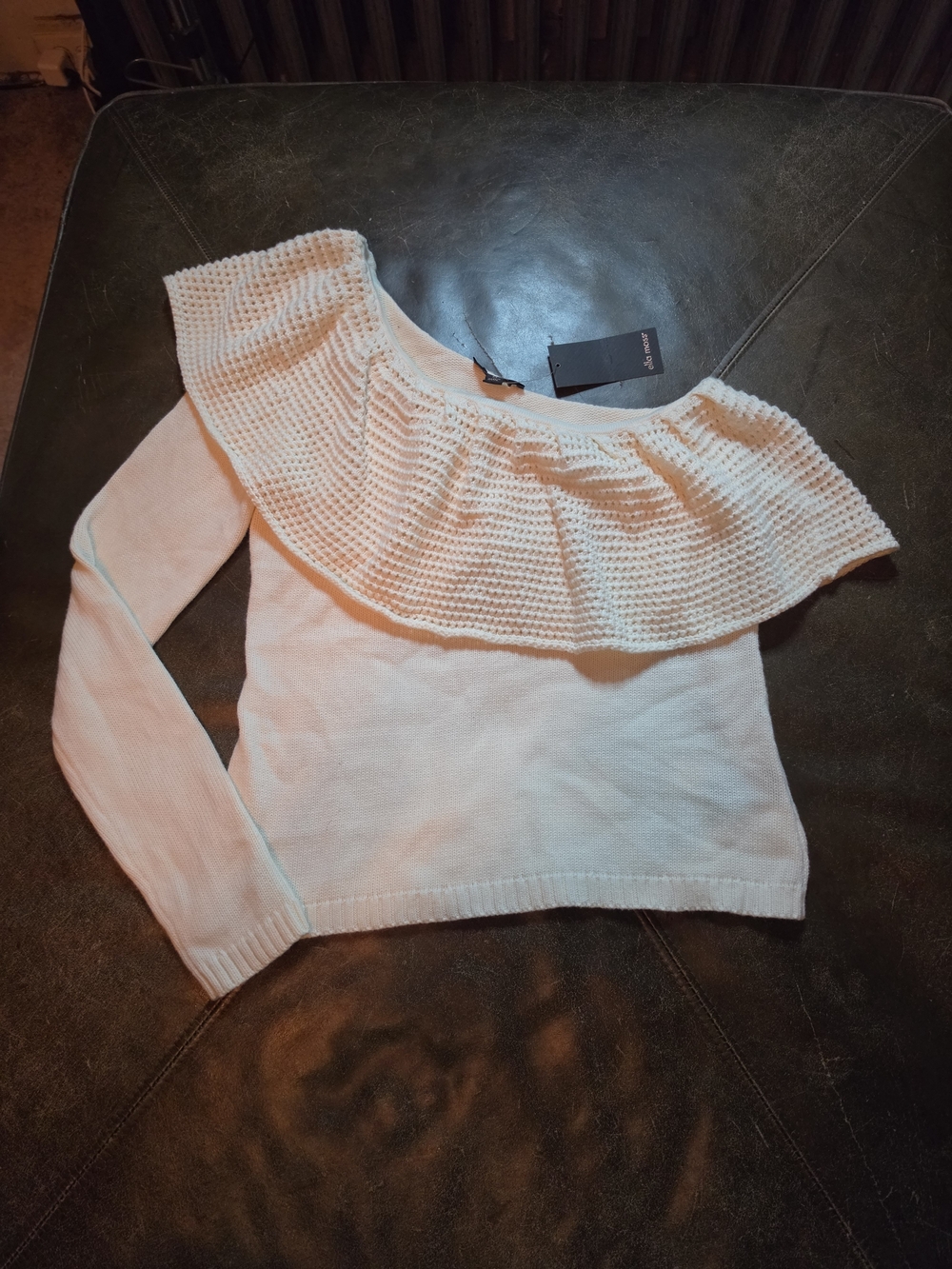 Ella Moss Off-The-Shoulder Ruffle Knit Sweater XS